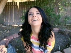 Adorable babe enjoys blowjob