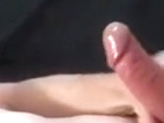 Oily cockring wank with cumshot