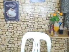 Wild asian shemale jerks on her big hard dick