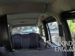 Beautiful Brit gags big cock in cab in public pov