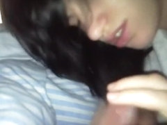 So sexy brunette girlfriend suck cock like no tomorrow in her parents house