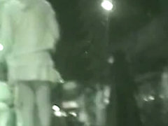 Nighttime voyeur upskirt video of unsuspecting girls