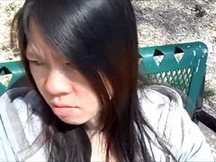 Asian gf outdoor bj