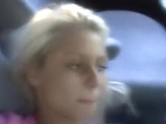 Hot blonde fucked in a car