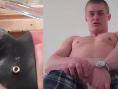 Hot teen jock using his piss pig