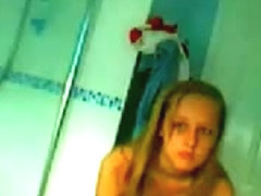 Hidden shower cam video of a sexy blond babe showering