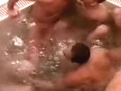 Sizzling group fuck in a sauna