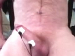 E-stim and jerk to explosion