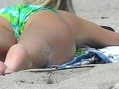 Blonde Teen Girl's Feet and Ass on the Beach.