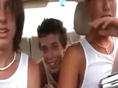 3 Hot Guys Goofing Off In The Car