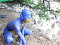 A Blue Digitmon Taking Off His Clothes / Bodypaint / Naked Body Art #1