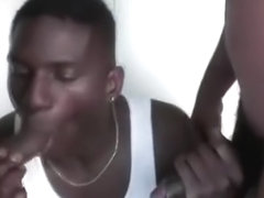 Hungry guy eats monster black cock and loves it
