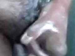 Japanese old man masturbation erect penis semen flows