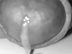 See the cum dripping out of that hot cock very close up cum view
