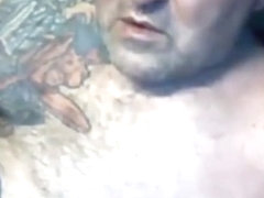 Dad with tattoos play and cum