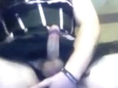 Chubby girl CD jerking and cums