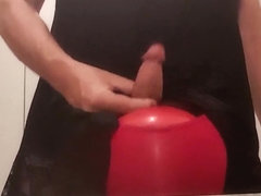 Edging on Red Panty Playball with a Creamy Cum explosion
