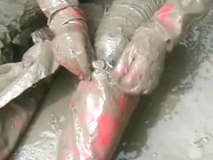 Sasja in muddy red thigh boots!!!