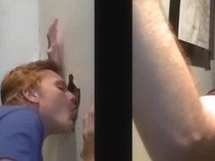 Straight guy tricked in gay blowjob in gloryhole