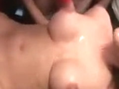 Nasty brunette slut gets her body jizzed