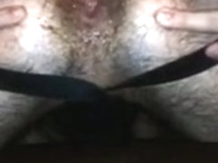 hairy boy shows off man`s internal cumshot