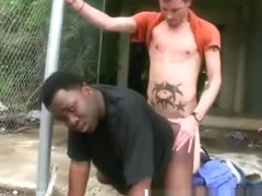 Gay black takes anal fuck from white