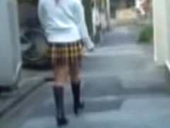 Seductive Japanese gal wears a short skirt in a sharking vid