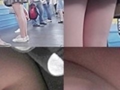 Nice upskirt sexy view by amateur female with fat ass