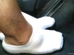 Adrian's Size 13s Driving Barefoot