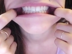 Hot Woman Showing Her Perfect Teeth & Big Mouth