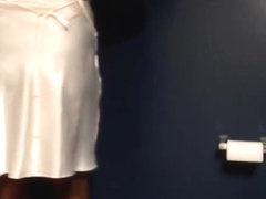 Series 1 CD white satin embroidered lingerie and cum load