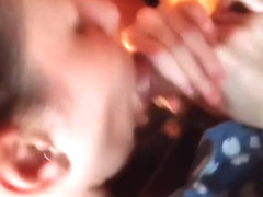 Giving him a bj in advance of going out with the beauties