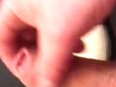 Little cock cum on high heels