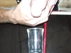 Milking A Weeks Worth Of Cum Into A Shotglass, Huge Load!