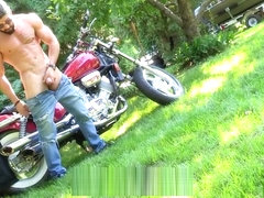 Maskurbate Hunky Biker Jerks Dick Outside