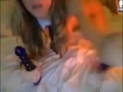 Spectacled  immature toys on web camera