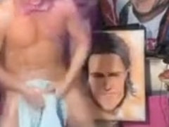 Pricasso paints portrait with his cock .