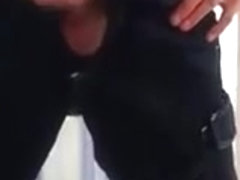 Guy mums at work in Warehouse between shelves