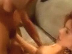 Redhead bitch blows cock after getting fucked