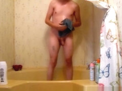 shower time with sissy, hot shower body washing and playing with self