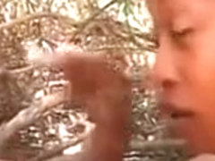 Interracial Pair in Hawt Outdoor Fellatio