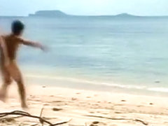 Two naked friends at the sea