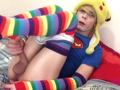 Twink plays with toys and jerks off