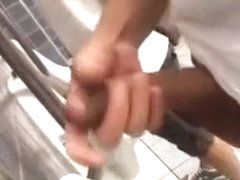 Jerk off in a restroom