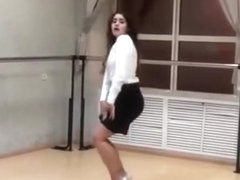 Sexy girl dancing in short skirt