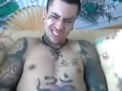 Intense stroking and fat cumshot