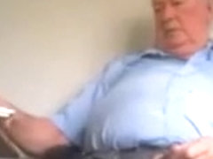 British dad stroking nice uncut cock on cam