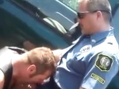 Lusty cop fucks a hot dude outdoors