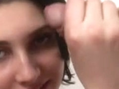 brunette girl handjob