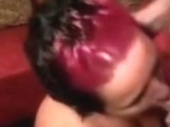 Babe sucks dick with condom